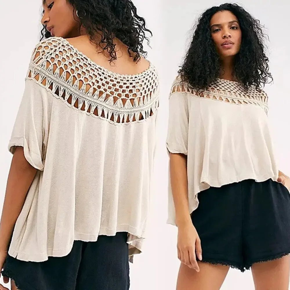 We The Free Colette Crochet Top - Ivory - M - NWT